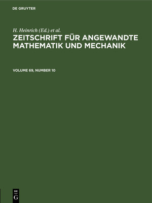 cover image of Zeitschrift für Angewandte Mathematik und Mechanik. Volume 69, Number 10